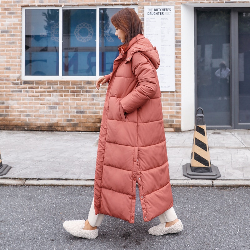 欧米風超ロング膝丈中綿ジャケット女性20冬韓国版ミディアム丈東大門パン中綿ジャケット