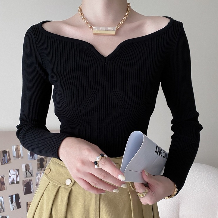 長袖ニット トップス ニットソー セーター 袖あり 長袖 Vネック スリム タイト かわいい 大人可愛い きれいめ シンプル カジュアル 大人 上品 おしゃれ お洒落 大人可愛い 大人女子 こなれ感