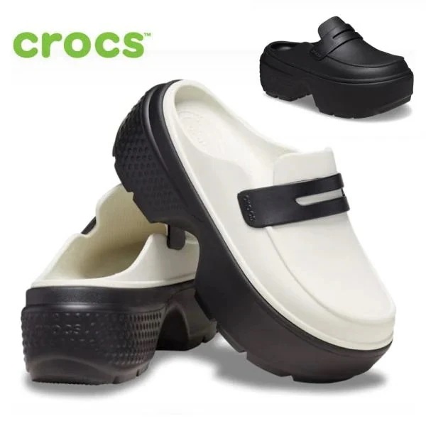 レディース サンダル 厚底 スリップオン ローファー クロッグ crocs ブラック 黒 ホワイト ストンプ ローファー 209937 おしゃれ 軽量 滑りにくい
