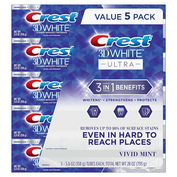 クレスト 歯磨き粉 3Dホワイト ウルトラ ホワイトニング 3個セット 150g×3 ビビッドミント 海外 アメリカ Crest 3D White ULTRA Whitening Toothpaste