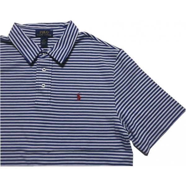 ボーイズサイズ 半袖 ボーダー メッシュシャツ ブルー boys PR2-127