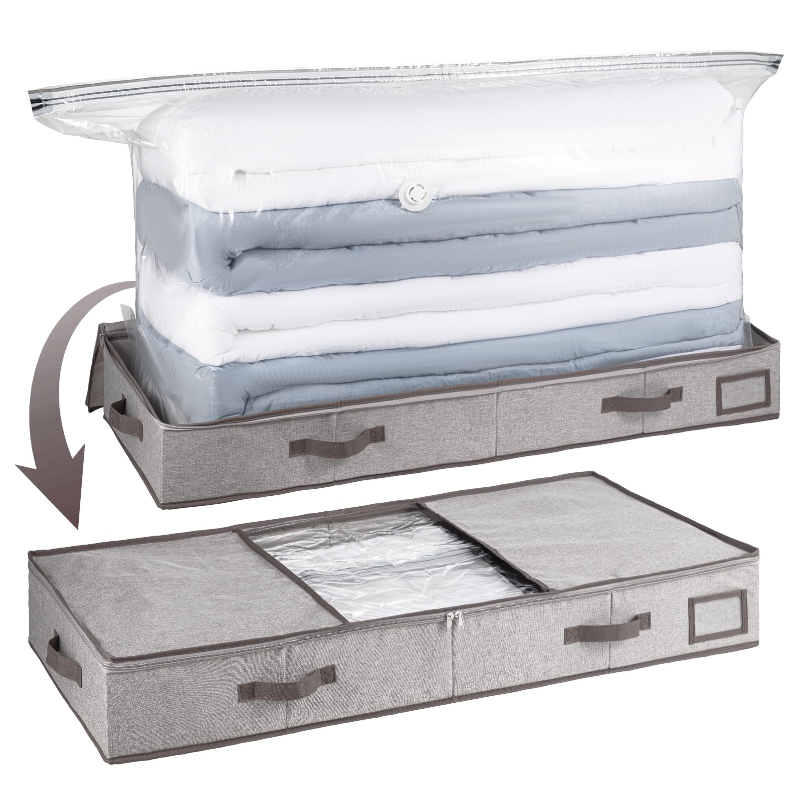 CLEVHOM 圧縮袋 布団 圧縮ボックス 衣類圧縮袋 ベッド下収納 収納ボックス 大容量 羽毛布団収納袋 布団収納 衣類 ふとん 折りたたみ式 一体型 ぬいぐるみ収納 季節転換 省スペース 繰り返す