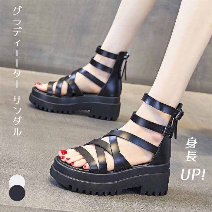 グラディエーターサンダル シューズ 靴 厚底 ベルト プラットフォーム レディース 美脚 脚長 グラディエーター クロスストラップ カジュアル シンプル おしゃれ 大人可愛い かわいい ストリート系