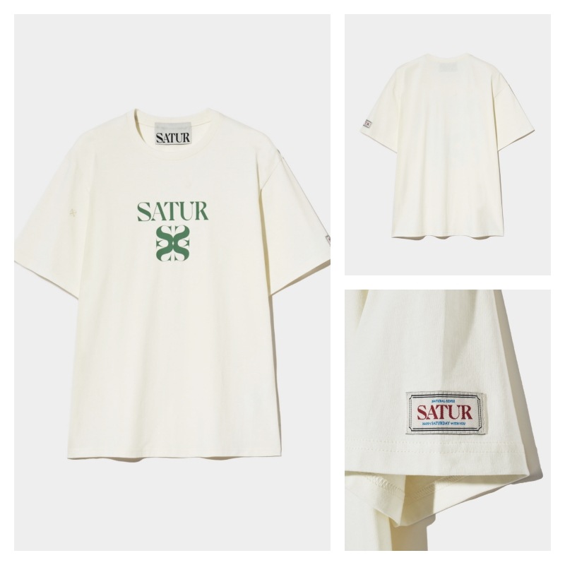 Tシャツ・カットソー SATUR Apero Leaf Graphic Short Sleeve T-Shirt Resort Ivory S SATUR】 APERO LEAF GRAPHIC T-SHIRT : RESORT IVORY Tシャツ