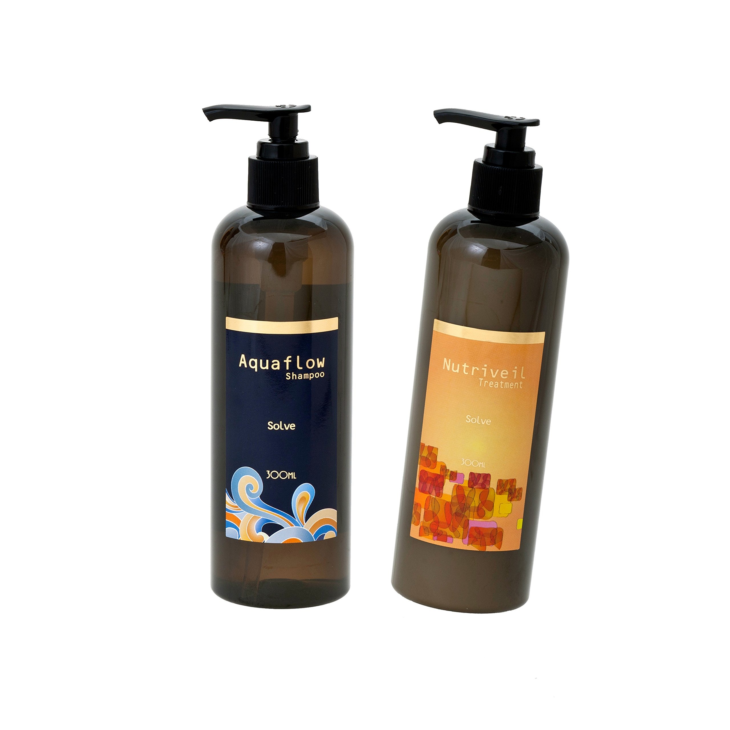 【美容室専売品】ソルブシャンプーAquaflowソルブトリートメントNutriveil 300mlセット縮毛矯正・カラーで傷んだ髪用「栄養で洗うsolveシリーズ」