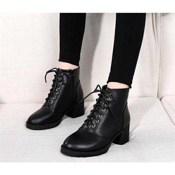 ブーティ レディース ショートブーツ レディース黒 歩きやすい 太ヒール 大きいサイズ ショートブーツ レディース レザーブーツ ショート ブラック