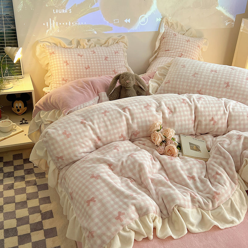 A類韓国版ミルクセーキ4点セットサンゴ絨毯冬布団カバーシーツ両面絨毯フランクセーキ3点セット