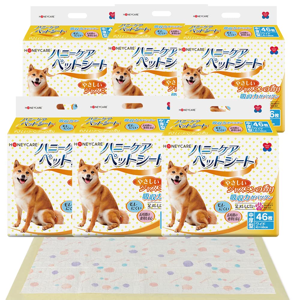 HONEYCARE ハニーケア ペットシーツ ワイド　中厚型HONEYCARE ハニーケア ペットシーツ ワイド 中厚型 ジャスミンの香り付き 犬猫 消臭 276枚入り 46枚*6袋 7,594円