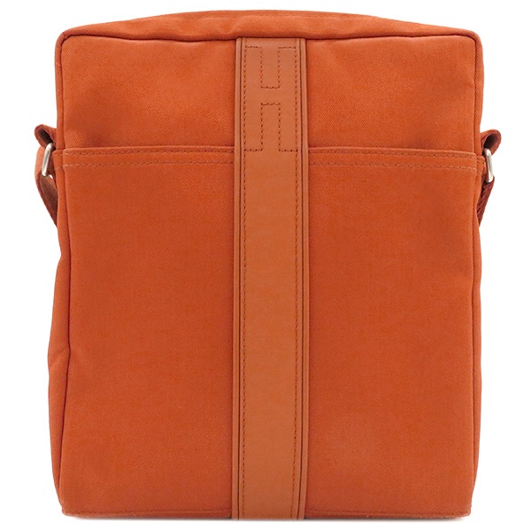 エルメス HERMES ショルダーバッグ アカプルコ ポシェット バンドリエール トワルシェブロン レザー オレンジ シルバー金具【中古】