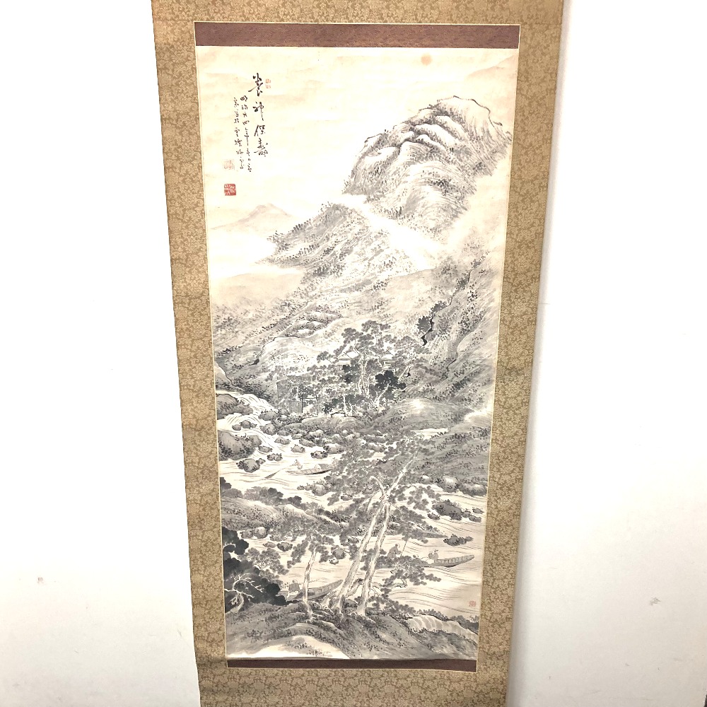 骨董品 骨董品 オブジェ 骨董品 掛け軸 水墨山水 絵画 古美術 美術品 日本画 工芸品