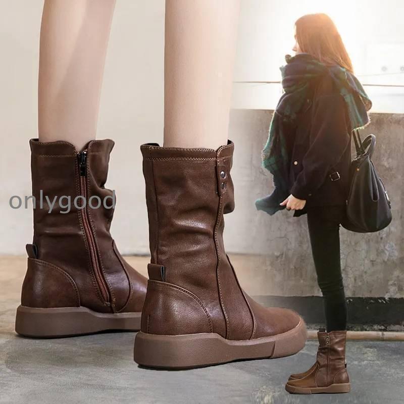 以内ショートブーツ レディース カジュアル ショート ブーツ ぺたんこ フラット ミドル ルーズ くしゅくしゅ 裏ボア 暖かい アメカジ ハーフ 撥水