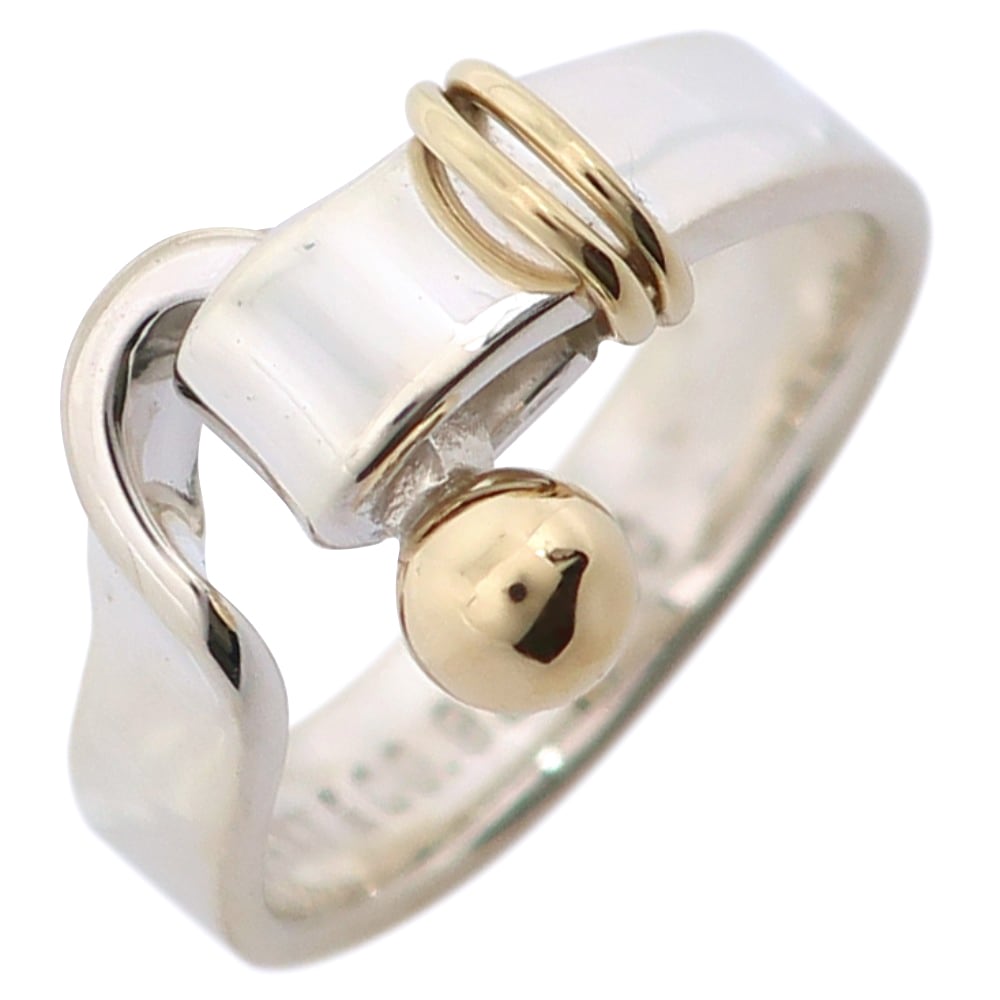 フック＆アイ リング・指輪 シルバー925 K18イエローゴールド 7.5号 約3.9g レディース 中古品 14,256円