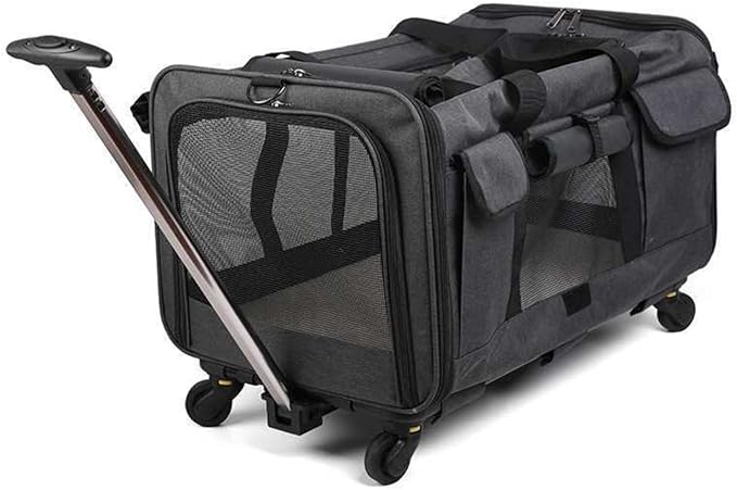 キャスター付きペット用キャリングバッグ輸送ボックス折りたたみ式17kgを運ぶ犬猫ペットバッグ通気性ポータブル車内折りたたみ式屋外で家に帰る小型および中型の犬と猫に適しています