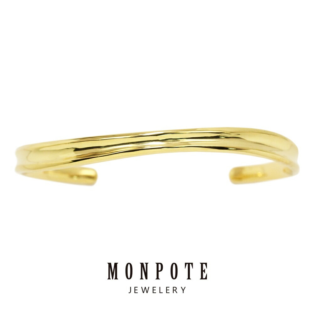 モンポット バングル ブレスレット レディース イエローゴールド 普段使い おしゃれ プレゼント 大人 女性 誕生日 シルバーアクセサリー きれい シンプル 結婚祝い 結婚記念日 母 妻 彼女 女友達