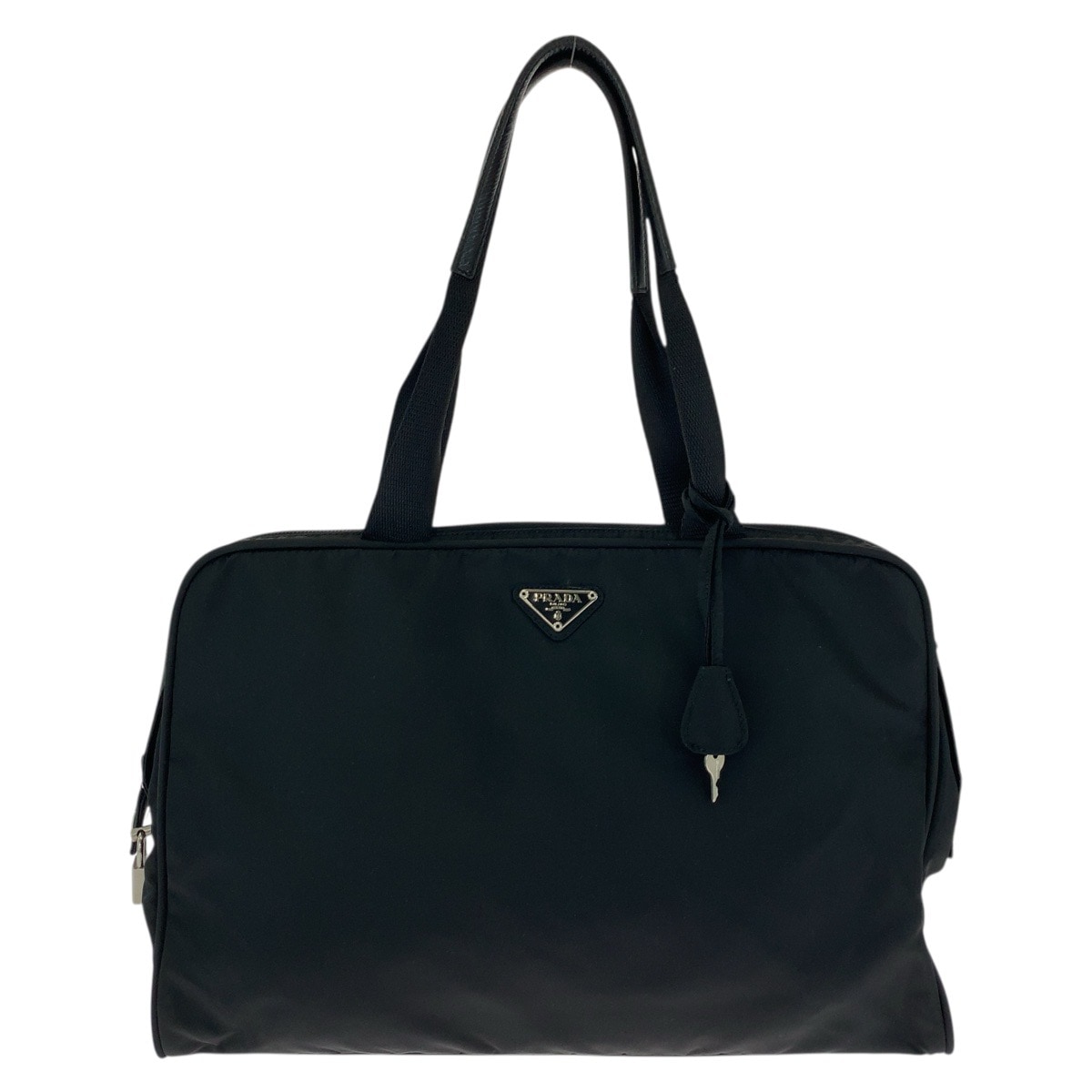 美品 テスート 三角ロゴプレート ブラック 黒 シルバー金具 ナイロン ショルダーバッグ トートバッグ レディース 502677