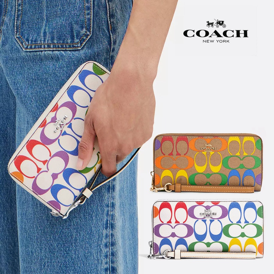 財布 長財布 ロング ジップ アラウンド ウォレット レインボー シグネチャー キャンバス C4537 レディース