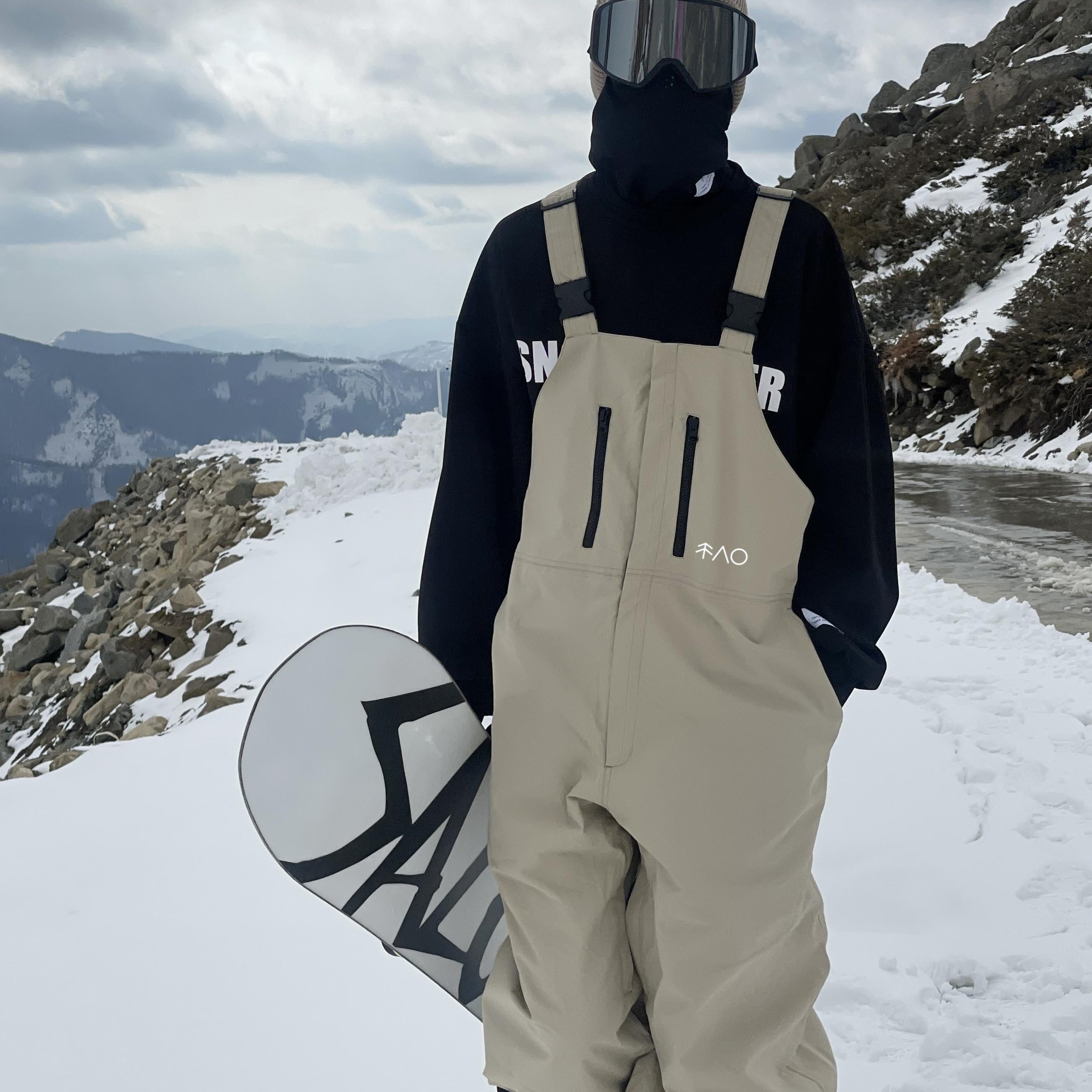 スノパンツ 2025 2026 カーキ レディース メンズ oversize 3L サロペット スノーボードウェア スキーウェア スノボウェア ロングパンツ