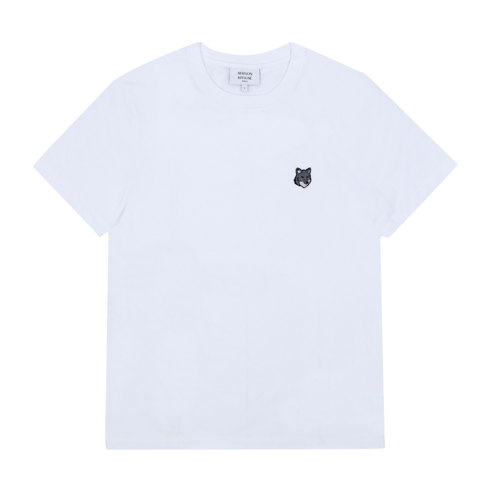 メゾンキツネ グレー フォックス ヘッド パッチ メンズ 半袖 Tシャツ PM00108KJ7025