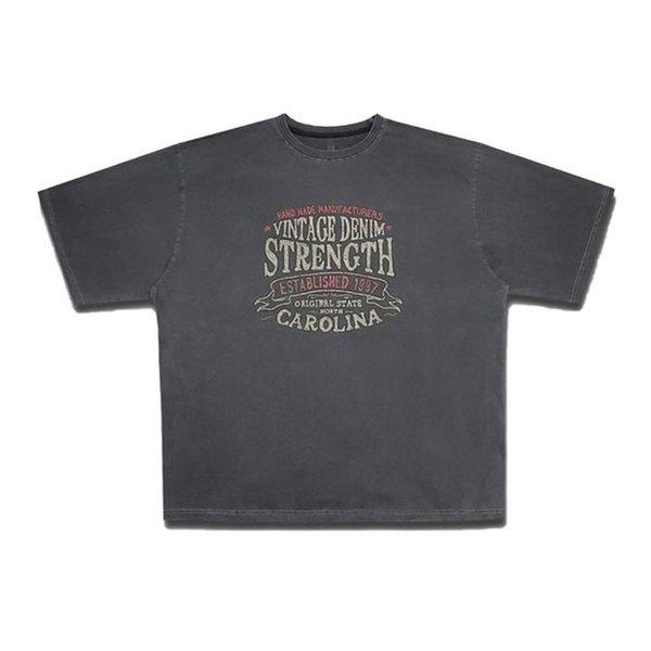 男女共用 ヴィンテージ ピグメント ラウンド 半袖 Tシャツ OF-TSH-Q009-チャコール