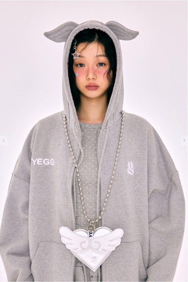 YEGG グレー Wing hoodie SET Qoo10 YEGG Wing hoodie SET ロゴ 長