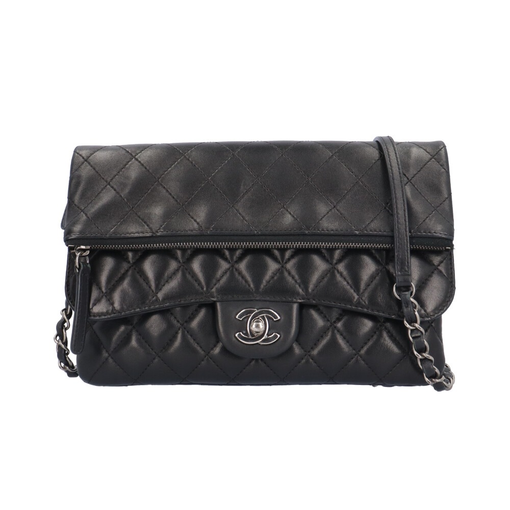 シャネル マトラッセ ショルダーバッグ レザー ブラック CHANEL 中古