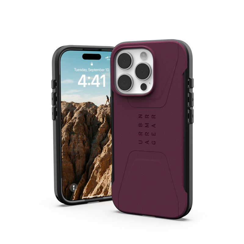 UAG　iPhone 16 Pro 耐衝撃ケース MAGSAFE対応 CIVILIAN ボルドー　UAG-IPH24MA-CMS-BD