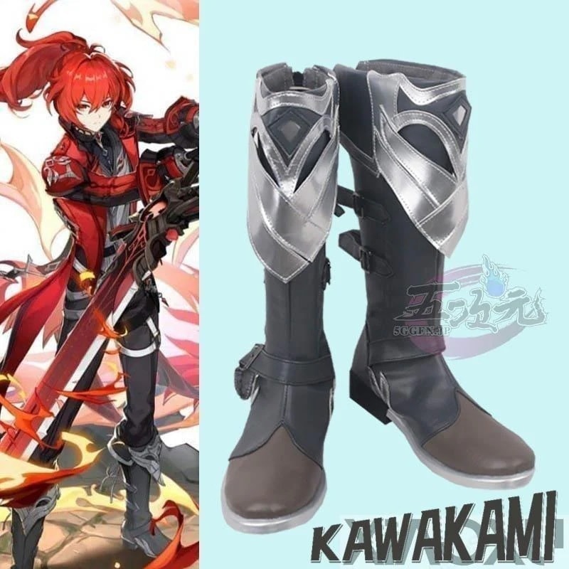 五次元　原神　コスプレ　ディルック　殷紅終夜　靴　ブーツ1464