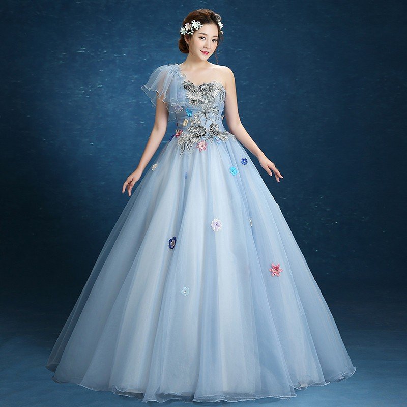 新作カラードレス ロングドレス 豪華ウェディングドレス 結婚式 演奏会ロングドレス コンサート 二次会 舞台衣装 ブルー