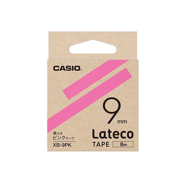 (5個セット) カシオ計算機 Lateco 詰め替え用テープ 9mm ピンクテープ 黒文字 XB-9PKX5