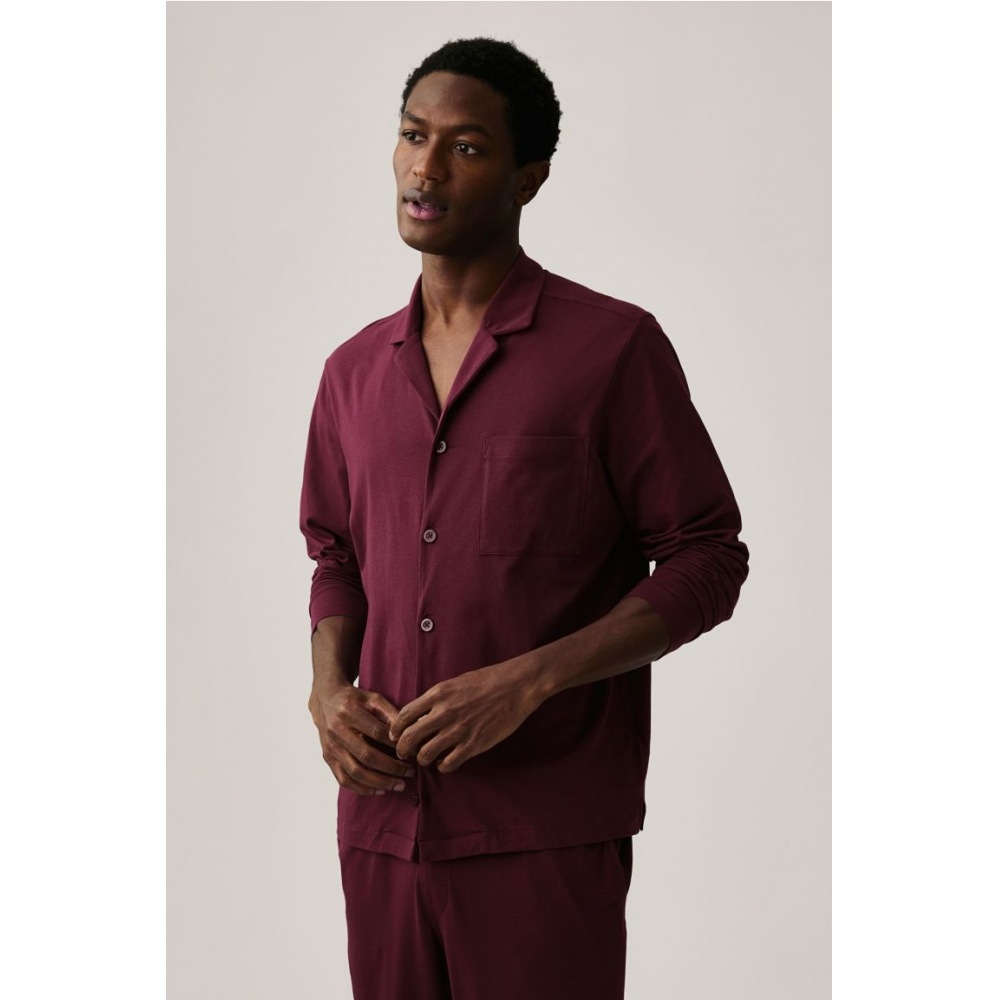 H&M リラックスフィットコットンジャージーパジャマダークレッド