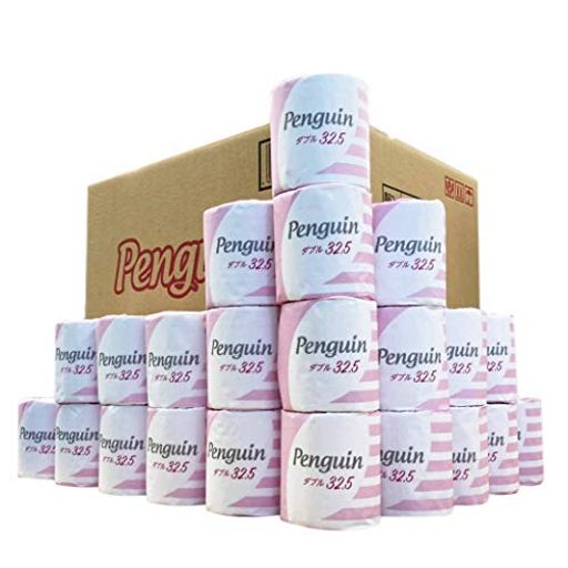 【ケース販売】丸富製紙 ペンギン トイレットロール 個包装 32.5M 1Rダブル 60 個入り