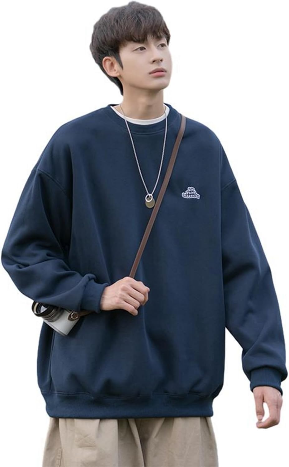長袖 丸襟 メンズ パーカー 刺繍 トレーナー Tシャツ フードなし ワンポイント 春秋冬服 カジュアル シンプル 快適 軽い 透気性 きれいめ デイリー 男女兼用 トレーニング 旅行