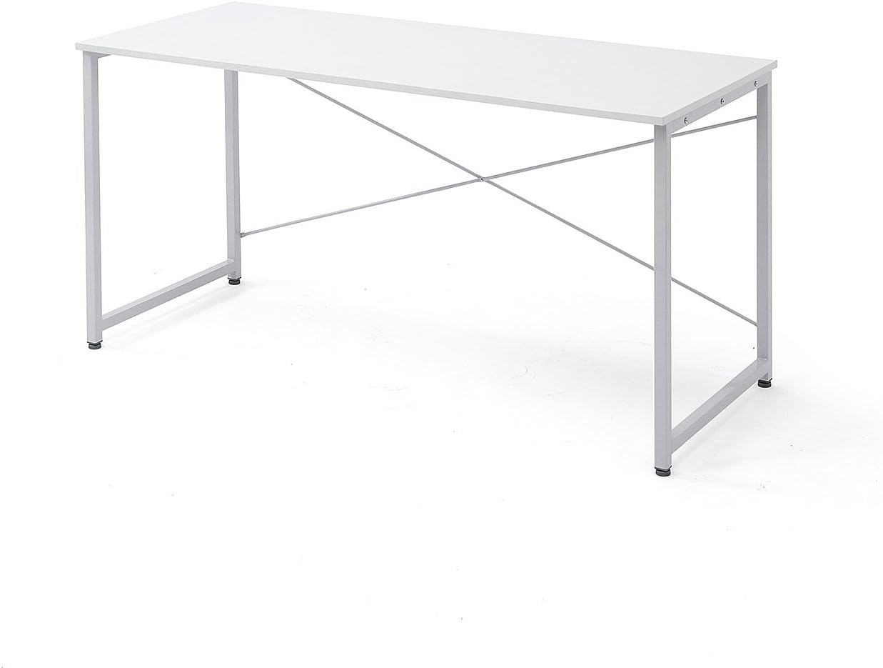 サンワダイレクト シンプルワークデスク 幅140cm×奥行60cm モニターアーム対応 組立簡単 パソコンデスク ホワイト 100-DESKF005