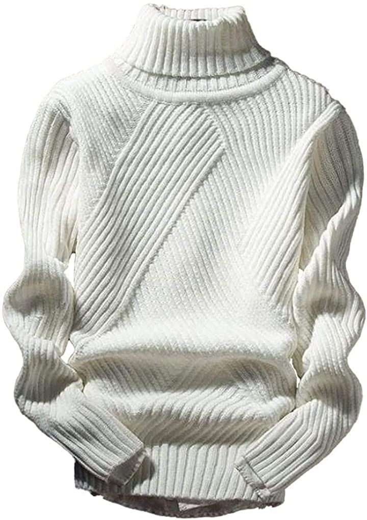 ハイネック ニット セーター メンズ タートルネック トップス 長袖 ロングスリーブ 袖あり( アイボリー, 2XL)
