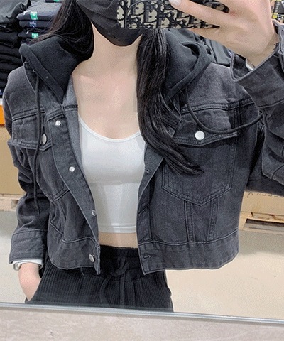 ブラック パーカー クロップ ジャケット (1color)