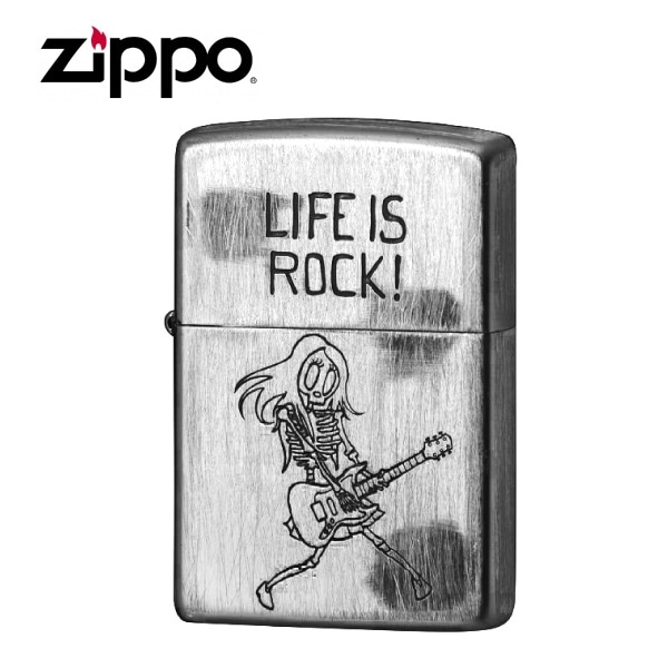 【即納】 正規品 ZIPPO ジッポー オイルライター ユーズドフィニッシュ 2UDS-ROCK レギュラー シルバー メール便発送