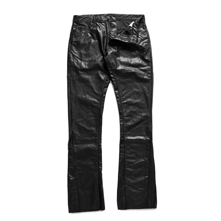 mnml レザーパンツ 光沢 メンズ 春夏秋冬用 黒 ミニマル フェイクレザー パンツ スリム 細身 フェイクレザーパンツ おしゃれ 無地 フレアパンツ フレア 10,208円