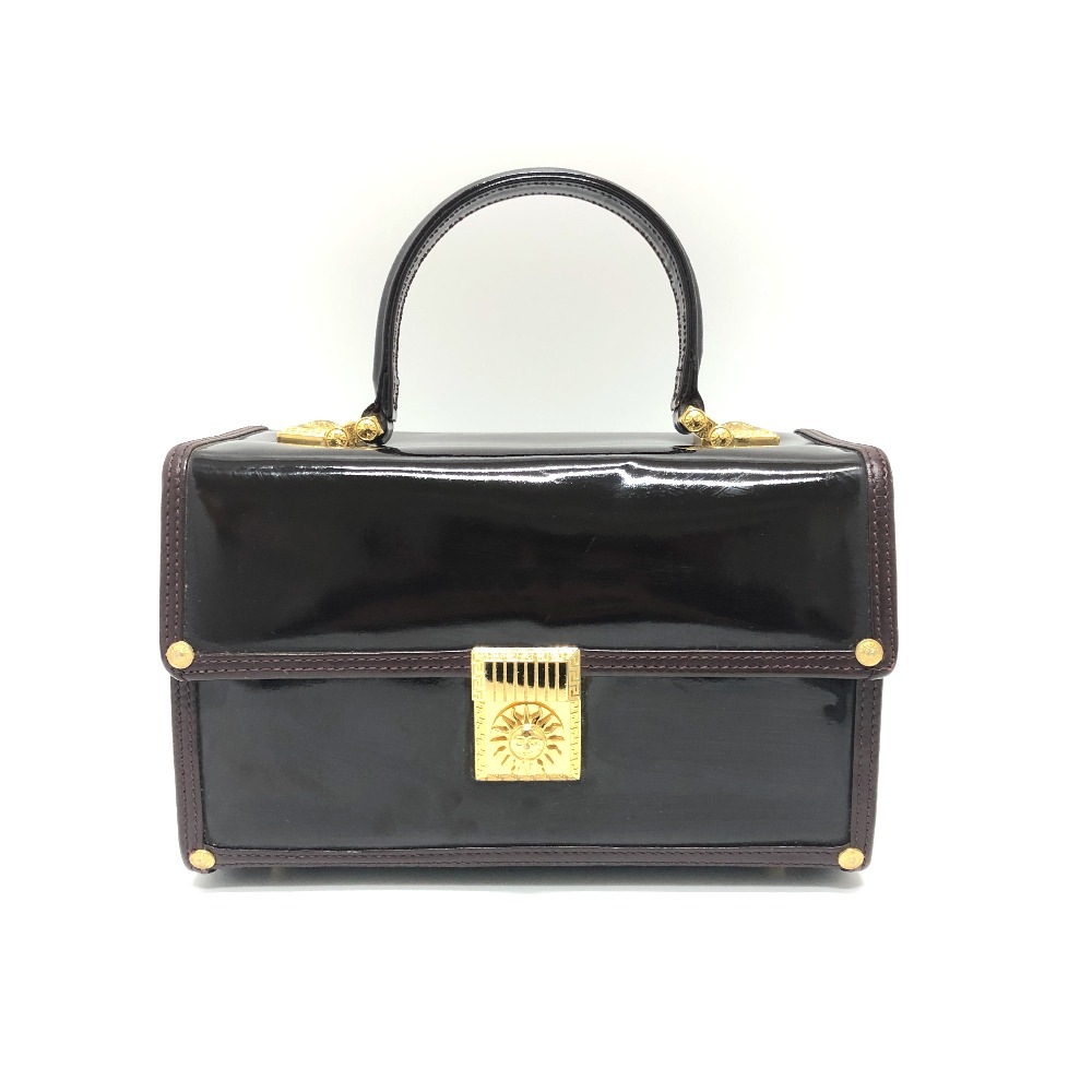 ハンドバッグ サンバースト ヴィンテージ バニティバッグ ハンドバック カバン バック エナメル パープル系