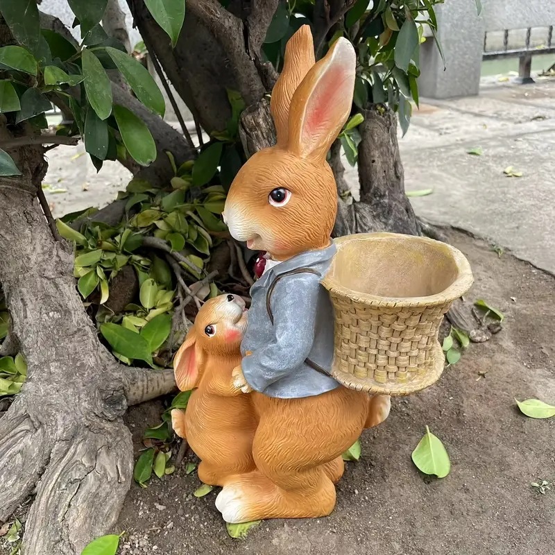 ガーデンオーナメント ラビット うさぎ ガーデンオブジェ 置物 おしゃれ かわいい インテリア 花瓶 植木鉢 樹脂製 庭園 庭 玄関 装飾用 6,003円