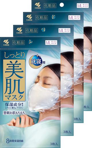 【まとめ買い】しっとり美肌マスク 就寝用 保湿成分配合で翌朝お肌がもちもちになる ゆったりMLサイズ 3枚×4個 小林製薬