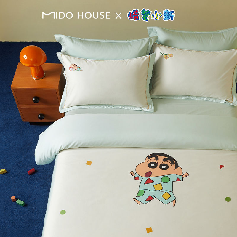 現品の厳選铭都 & クレヨンしんちゃんのベッド4点セット60本の純綿子供用ベッド用品セット-パジャマパーティー
