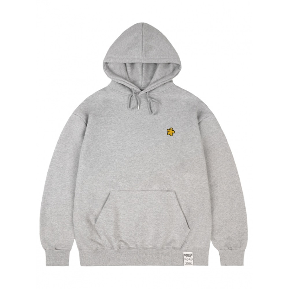 GRAVER [ユニセックス] イエローオッドフラワー刺繍パーカー_グレー