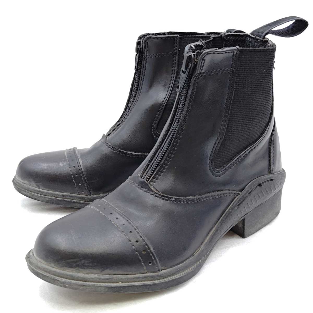 【中古】乗馬 シンセティックショートブーツ 35 ブラック 馬術