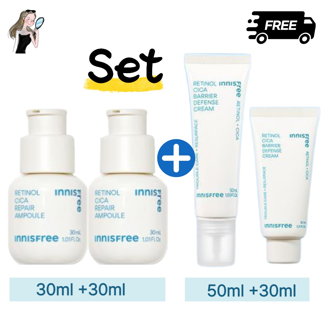 【SET】レチノールシカリペア アンプル, ビタミンCグリーンティーエンザイムセラム / 30ml+30ml / フォーカシングパッチ レチノールシカアンプル