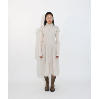 ◆Loulouseoul◆ Yucca Nylon Dress Beige S11825 Qoo10 LoulouSeoul Yucca Nylon Dr 無地 ロン