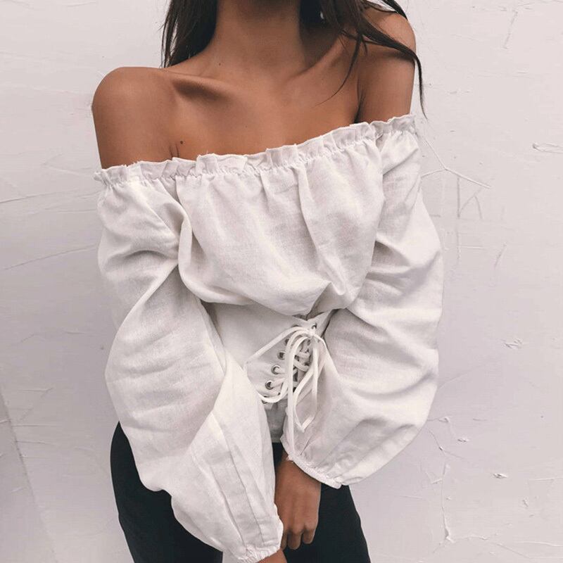 ウエストストラップオフショルシャツ トップス シャツ 白シャツ l 袖あり 長袖 オフショルダー オフショル ポリエステル きれいめ カジュアル おしゃれ こなれ感 無地 春 秋 10代 2