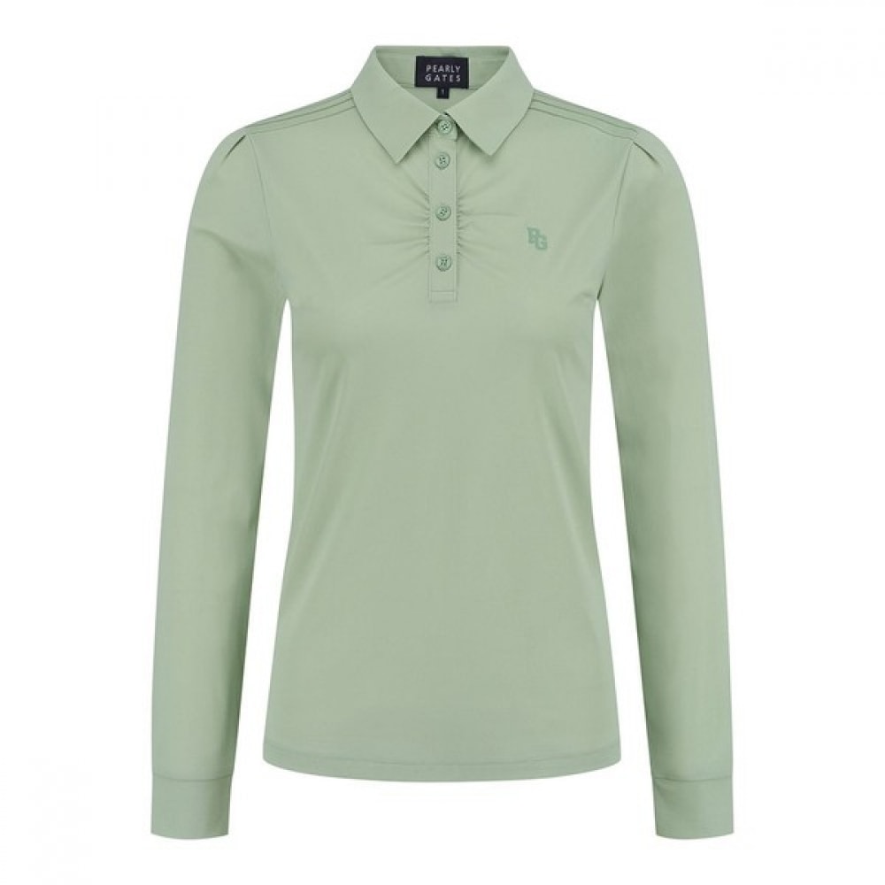 [パリゲイツ] レディースフリルソリッドスリムフィットポロTシャツ