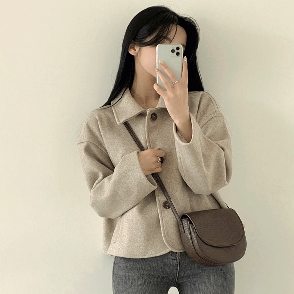 [グッドクオリティ厚手!/ラブリームード] 可愛いアバンフィットシングルカラショートコート (4color)