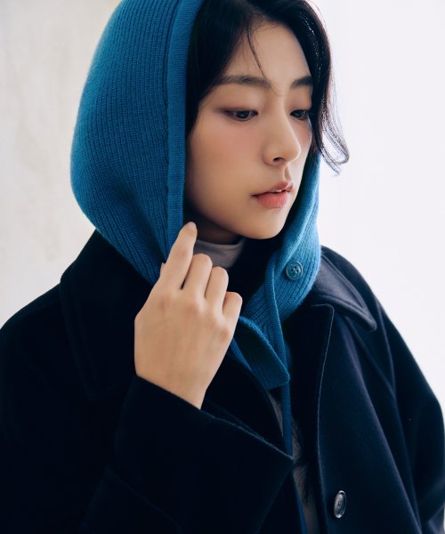 DRAWFIT WOMEN WOOL KNIT BUTTON BALACLAVA [CLASSIC BLUE]