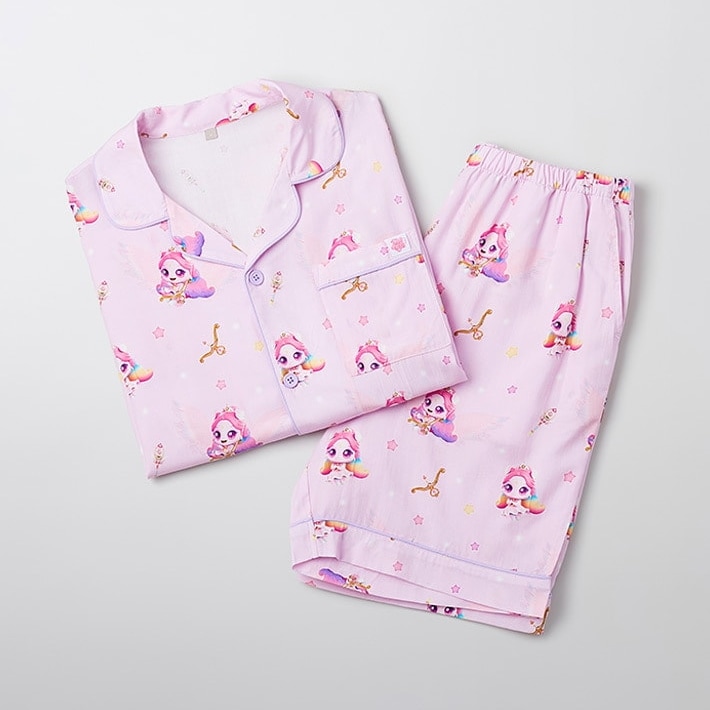 大人用【全4サイズ】 オーロラピン 半袖 パジャマ 上下セット（ライトパープル）キャッチティニピン 韓国 人気 キャラクター グッズ 限定商品 プレゼントにも おすすめ